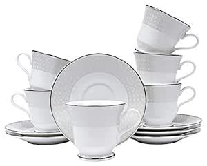 Dankotuwa Porcelain Luxury Tea Coffee Cup and Saucer Set | Serves 6 ...