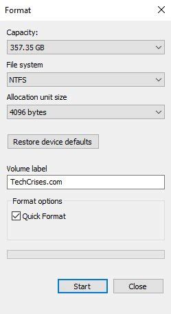 format drive NTFS | TechCrises.com