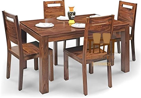 Varsha Furniture Solid Sheesham Wooden 4 Seater Dining Set for Dining ...