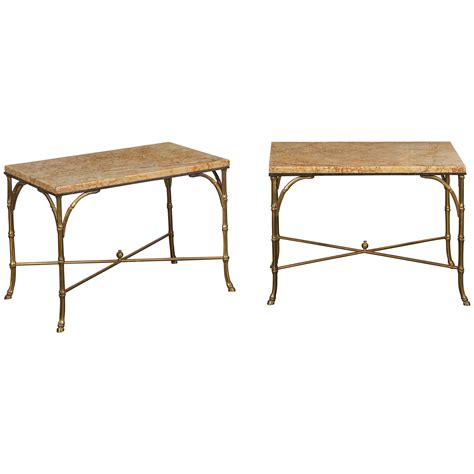 Midcentury Oval Bamboo Side Tables For Sale at 1stDibs