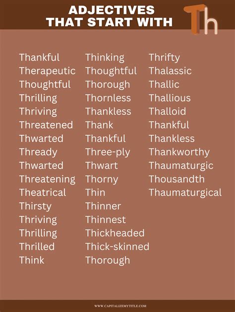 Adjectives That Start With Th - Capitalize My Title