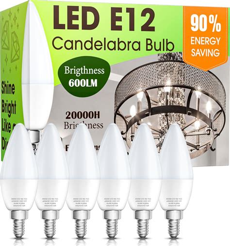 Eastiya E12 Candelabra LED Light Bulb 60 Watt Equivalent, 5000K ...