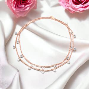 purpleluck Stella Rose Gold Double Layered Queen Anklet Sterling Silver ...