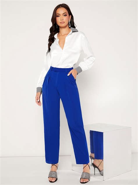 Blue Trousers Outfit, Trouser Pants Outfits, Pants Outfit Work, Royal ...