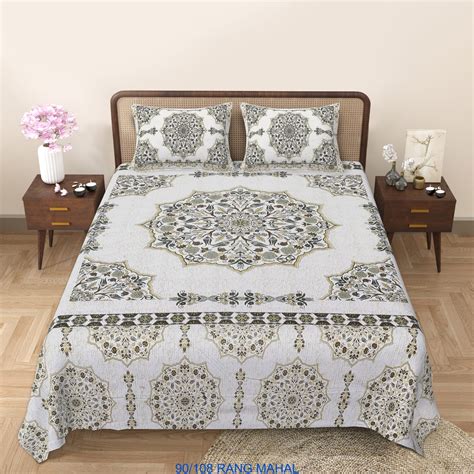 Cotton Viscose Autoloom Bedsheet 90×106 with 2 Zipper Pillow Covers ...