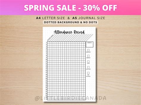 Buy Attendance Record Tracker PRINTABLE Teacher Planner Page Track ...