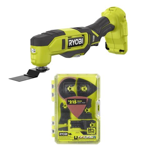 Ryobi 18-Volt Cordless Multi-Tool with 16-Piece Oscillating Multi-Tool Blade Accessory Set ...