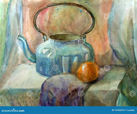 Watercolor Still-life Painting Stock Illustration - Illustration of ...