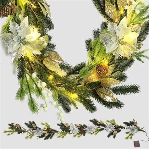 Amazon.com: Christmas Garland Decoration with Lights - 9FT 70 LED Lighted Christmas Garland with ...