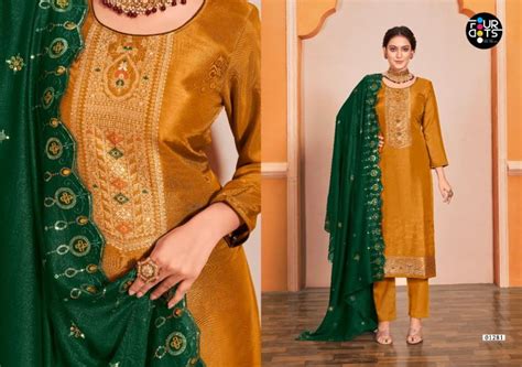 FourDots Aashvi muslin dola Designer Dress Material: Textilecatalog