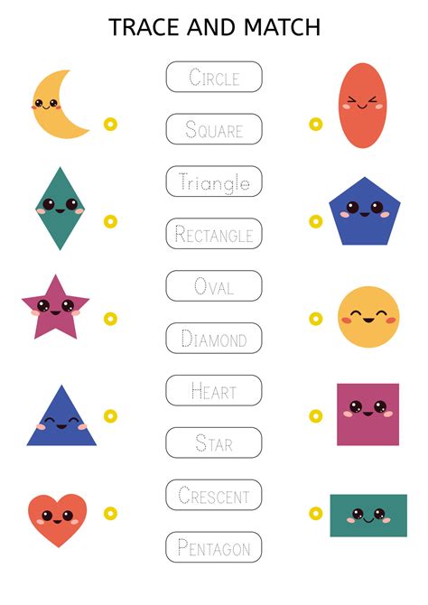 Trace and match words with the correct pictures. Geometric shapes ...