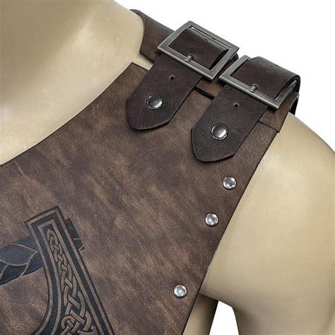 Buy HiiFeuer Viking Faux Leather Embossed Helmet Axe Chest Armor, Retro ...