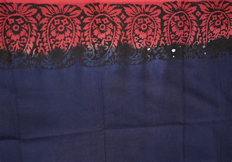 Red and Navy Blue Block printed Supernet Kota Saree With Mirror and ...