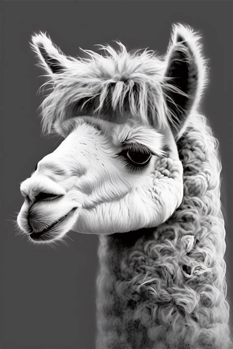 Download wallpaper 800x1200 llama, black and white, animal, cute, funny ...