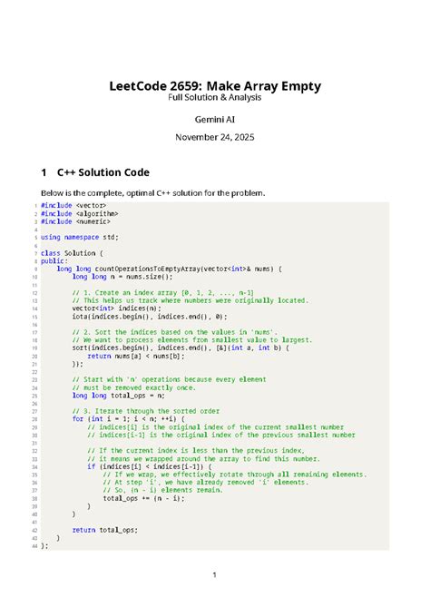 LeetCode 2659: Comprehensive Solution Analysis for Array Emptying - Studocu