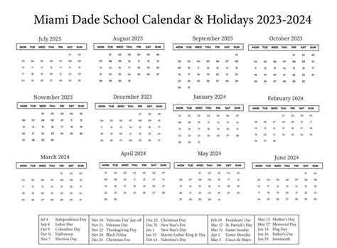 Miami Dade County Public Schools Calendar 2023-2024