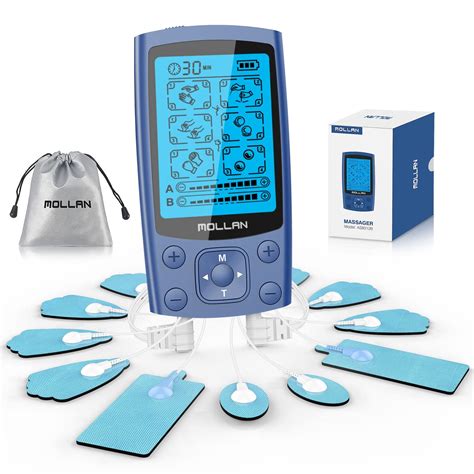 TENS Unit EMS Muscle Stimulator 24 Modes Mollan Dual Channel Muscle Stimulator with 12 Electrode ...
