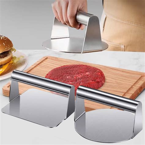 Trayknick Stainless Steel Hamburger Press with Handle - Non-stick Grill ...