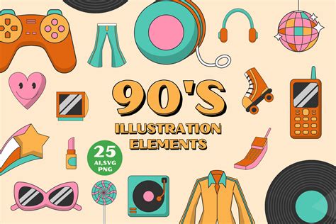 90’s Illustration Elements Graphic by Illustrava · Creative Fabrica