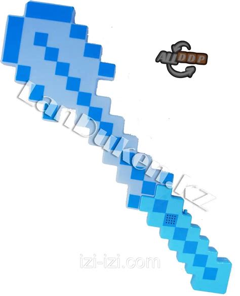 Светящаяся булава Майнкрафт (Minecraft) с звуковым эффектом голубая 52 ...