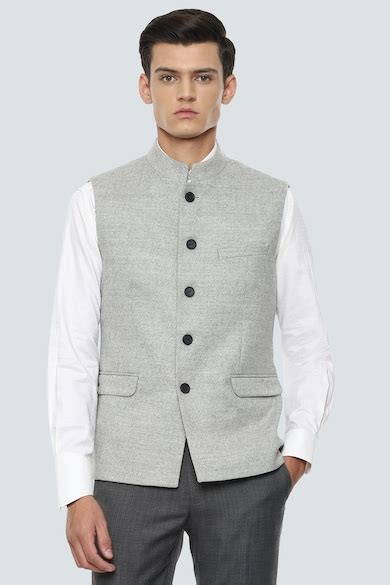 Buy Men Grey Textured Slim Fit Party Nehru Jacket Online - 645209 ...