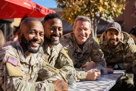 Premium AI Image | A cheerful group of military veterans smiles soldier ...