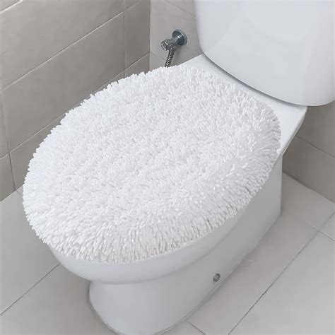 TREETONE Shaggy Chenille Bathroom Toilet Lid Cover, Ultra Soft Plush Seat Covers, Fluffy ...