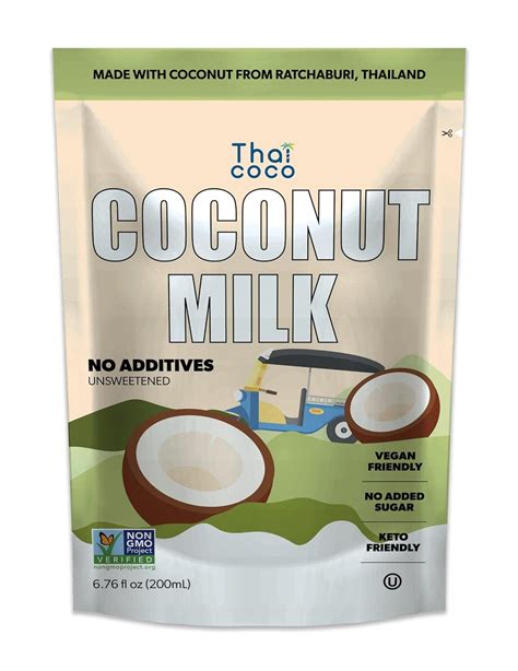 Amazon.com: Thai Coco Coconut Milk Pouches - Full Fat Coconut Milk Unsweetened - No Guar Gum ...