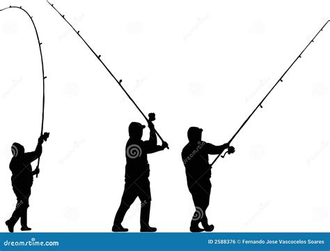 Silhouettes Of Fishermen With Fishing Rods On Pier With Lighthouse Isolated On White Cartoon ...