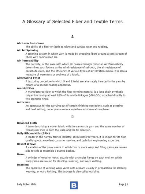 Image result for Textile Terms