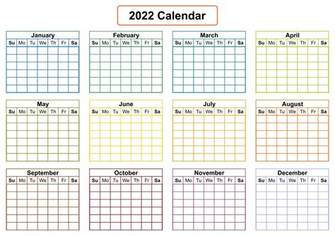 Free 12 Month Printable Calendar