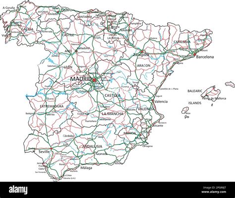 High detailed Spain road map with labeling Stock Vector Image & Art - Alamy