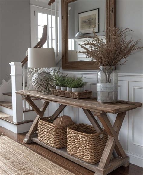 Rustic Entryway Table with Baskets