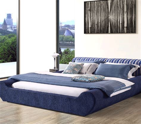 CBD家具卧室现代简约真皮1.8米双人床蓝色cbd010 - 逛蠡口