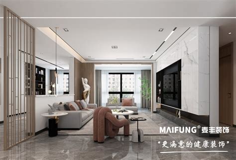 建业公园里装修，138平三室两厅现代简约效果图设计-CND设计网,中国设计网络首选品牌