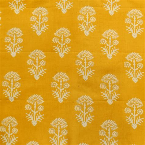 Pure Cotton Discharge Yellow With Cream Ajrak Hand Block Print Fabric ...