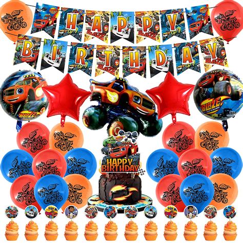37 Pcs Blaze and the Monster Machine Birthday Party Decorations,Party ...