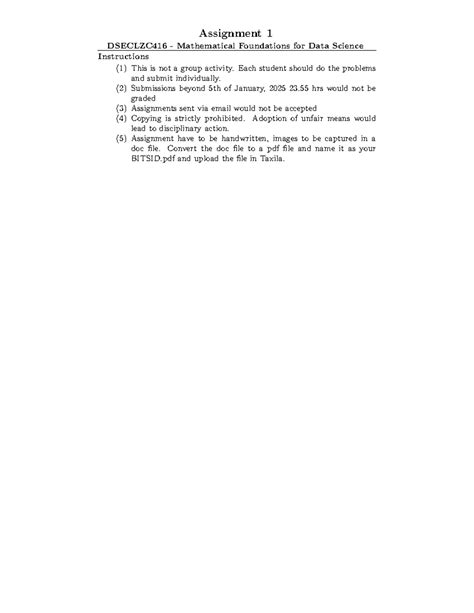Assignment 1 - Each student should do the problems and submit ...