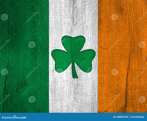 St Patrick`s Day Shamrock Engraved on Wooden Background Stained with ...