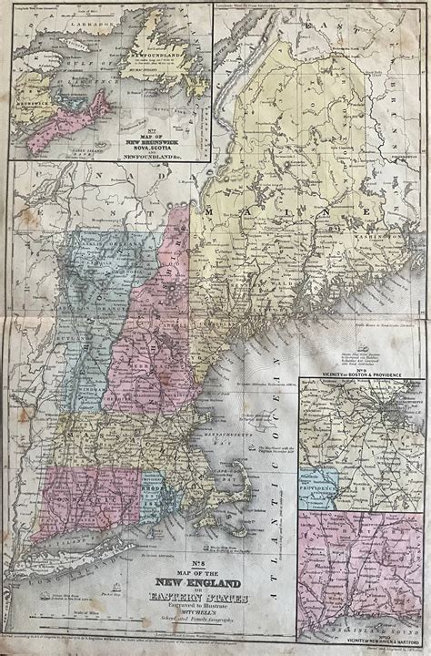 1856 New England States Map By Mitchell Auction