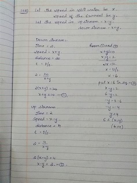 A boat goes 20km downstream in 2 hours and upstream 4km in 2 hours ...