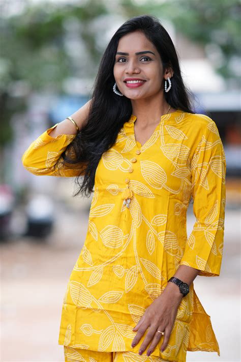 Yellow Color Viscos Chinon Festive Wear Cordset – SrivalliCollection