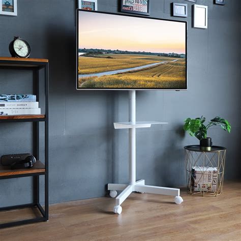 White TV Stand with Wheels for 23 to 55 60 inch Flat Screen TVs, White Shelf - Walmart.com