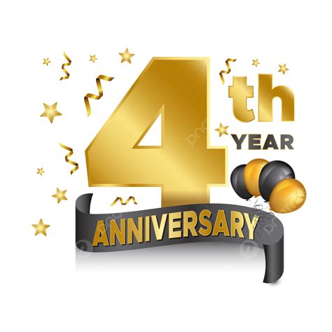 4th Anniversary Vector Design Images, Creative 4th Anniversary Golden ...