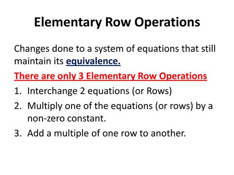 Elementary Row Operations