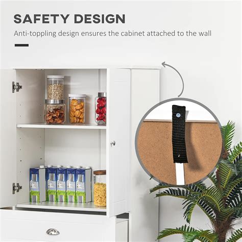 Buy HOMCOM Freestanding Tall Kitchen Cupboard Storage Cabinets with ...