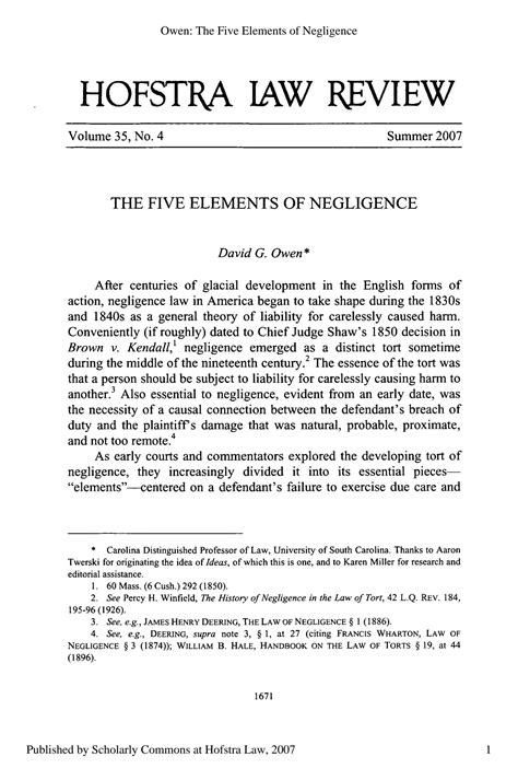 SOLUTION: The five elements of negligence - Studypool