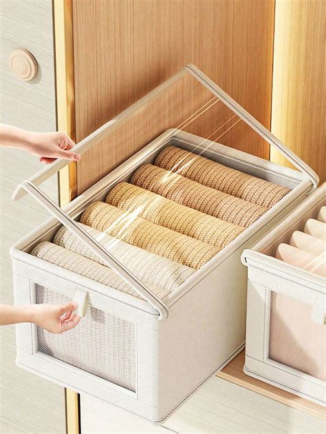 Large Canvas Storage Box With Clear Window Collapsible Clothes ...