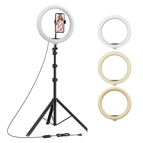 10 Inch Professional LED Ring Light Kit with Phone Mount, Camera Mount ...