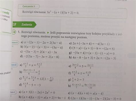 Rozwiąż równanie. Jeśli poprawnie rozwiążesz trzy kolejne przykłady z ...